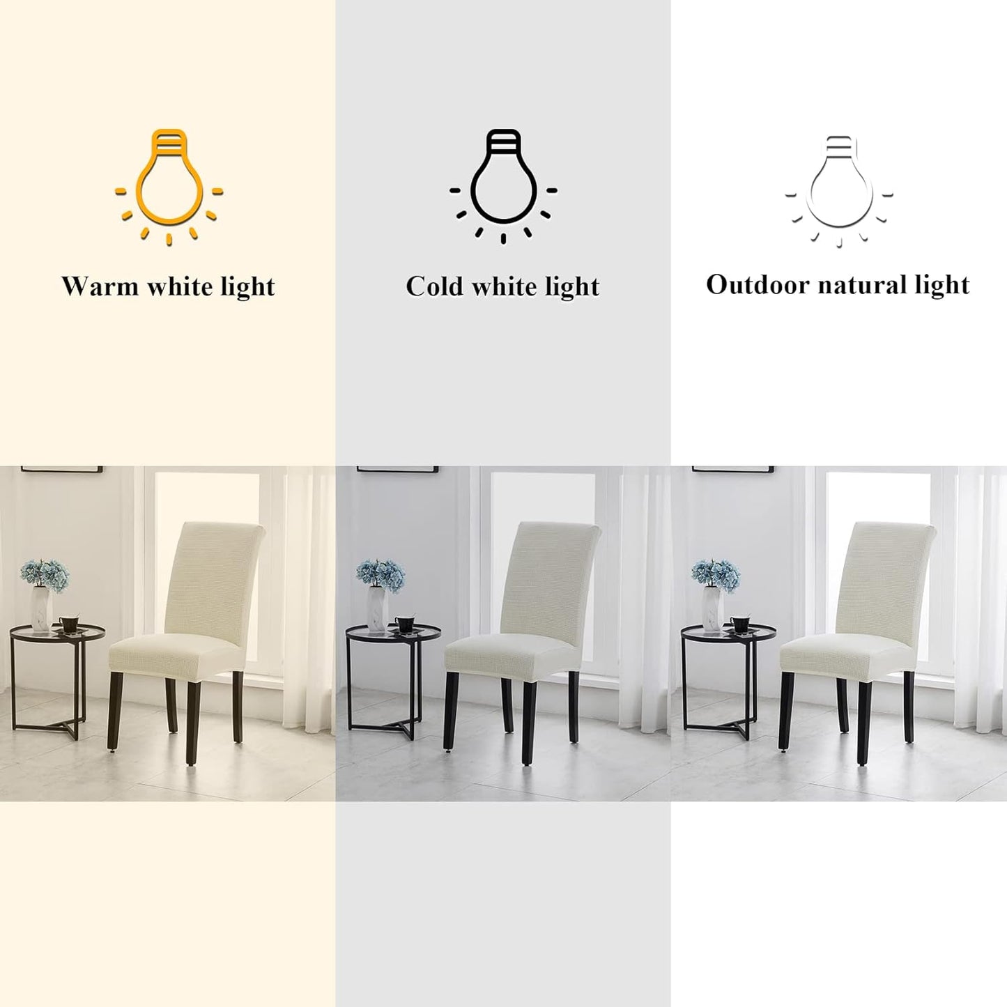 Joccun Chair Covers for Dining Room Set of 4, Dining Chair Slipcovers Stretch Dining Room Chair Covers Seat Protector,Washable Parsons Chair Cover for Home,Hotel,Banquet(Ivory,4 Pack)