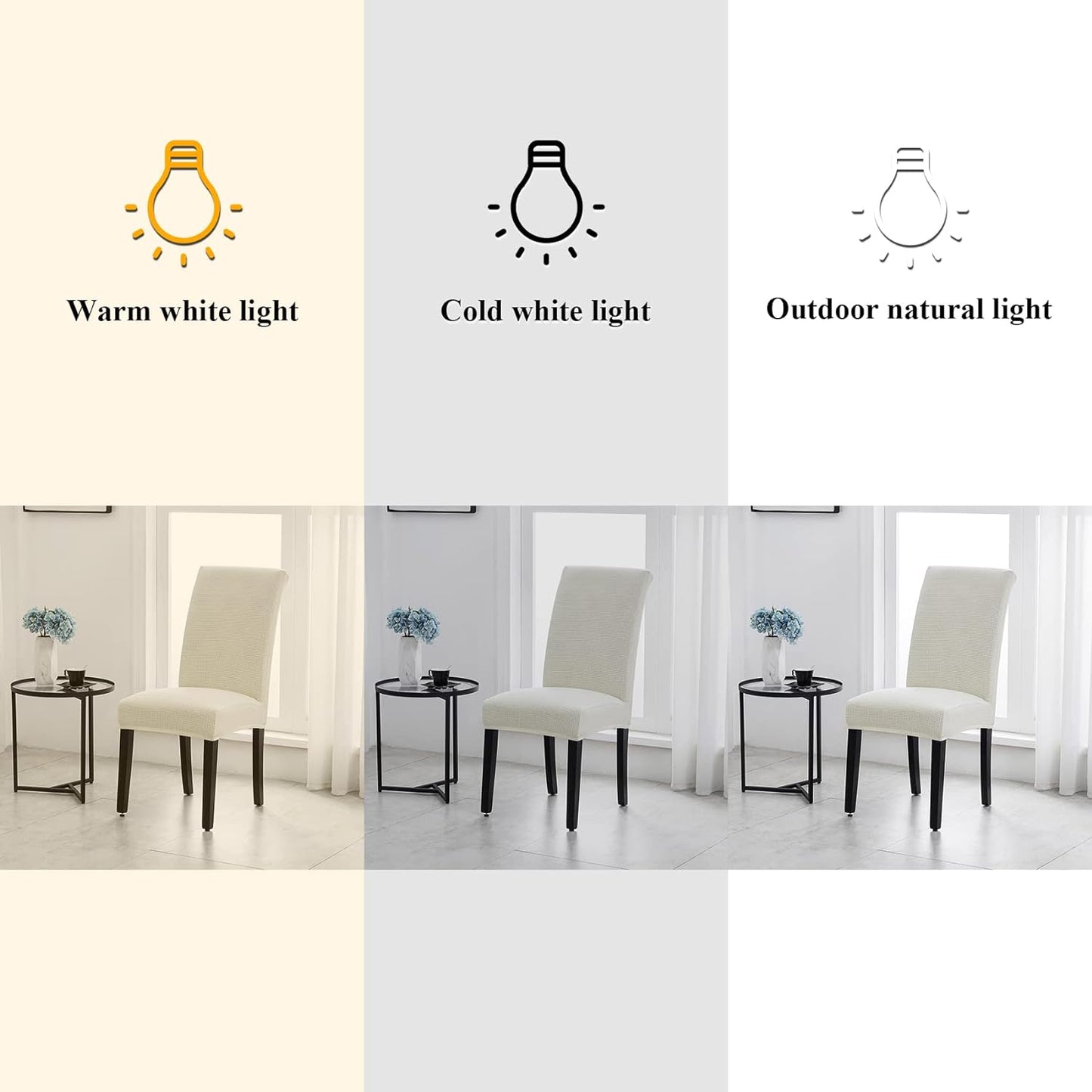 Joccun Chair Covers for Dining Room Set of 2, Dining Chair Slipcovers Stretch Dining Room Chair Covers Seat Protector,Washable Parsons Chair Cover for Home,Hotel,Banquet(Ivory,2 Pack)