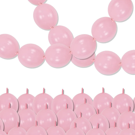 Pastel Pink Quick Link Balloons, 60PCS 10 Inch Baby Pink Linking Balloons for Making Balloon Wall Heart Arch, Tails Balloon for Girls Wedding Birthday Baby Shower Valentine's Party Decorations