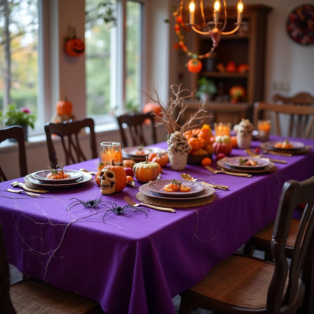 sancua Rectangle Tablecloth - 70 x 90 Inch - Stain and Wrinkle Resistant Washable Polyester Table Cloth, Decorative Fabric Table Cover for Dining Tables, Buffet Parties and Camping, Purple