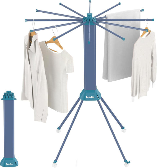 Clothes Drying Rack Foldable & Collapsible Drying Racks with 4-Leg Octopus Design, Large Capacity Space Saving Indoor Drying Rack for Bedroom,Balcony,Laundry for Indoor/Outdoor Use(Grey & Green)