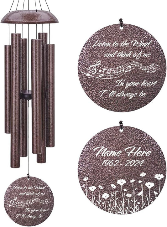 Personalized Sympathy Wind Chime, Memorial Wind Chimes for Loss of Loved One, Bereavement in Memory Wind Chimes, Sympathy Gifts in Memory of Father, Mother or a Loved One