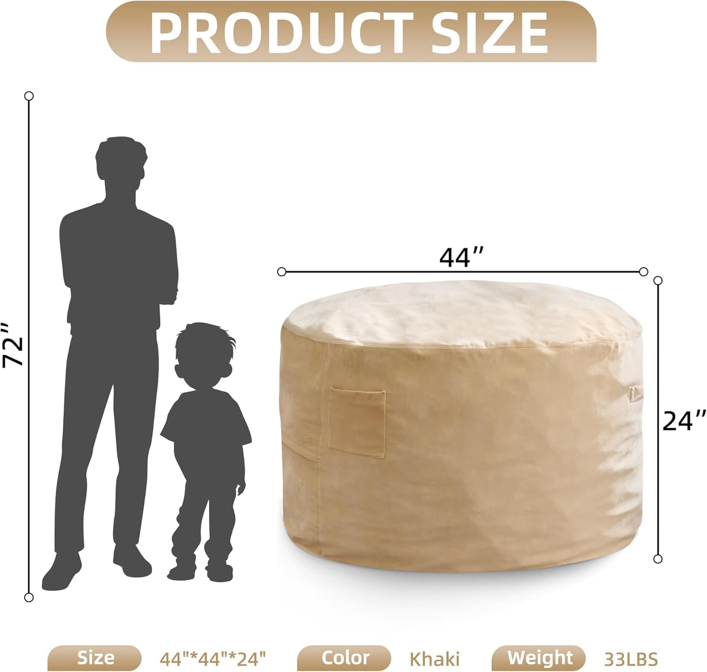 Hobestluk 4FT Bean Bag Chair Giant Bean Bag Chairs for Adults Large Bean Chairs with Removable Cover, Beanbag Chair with Filler, Adult Bean Bag Chairs for Living Room, Bedroom