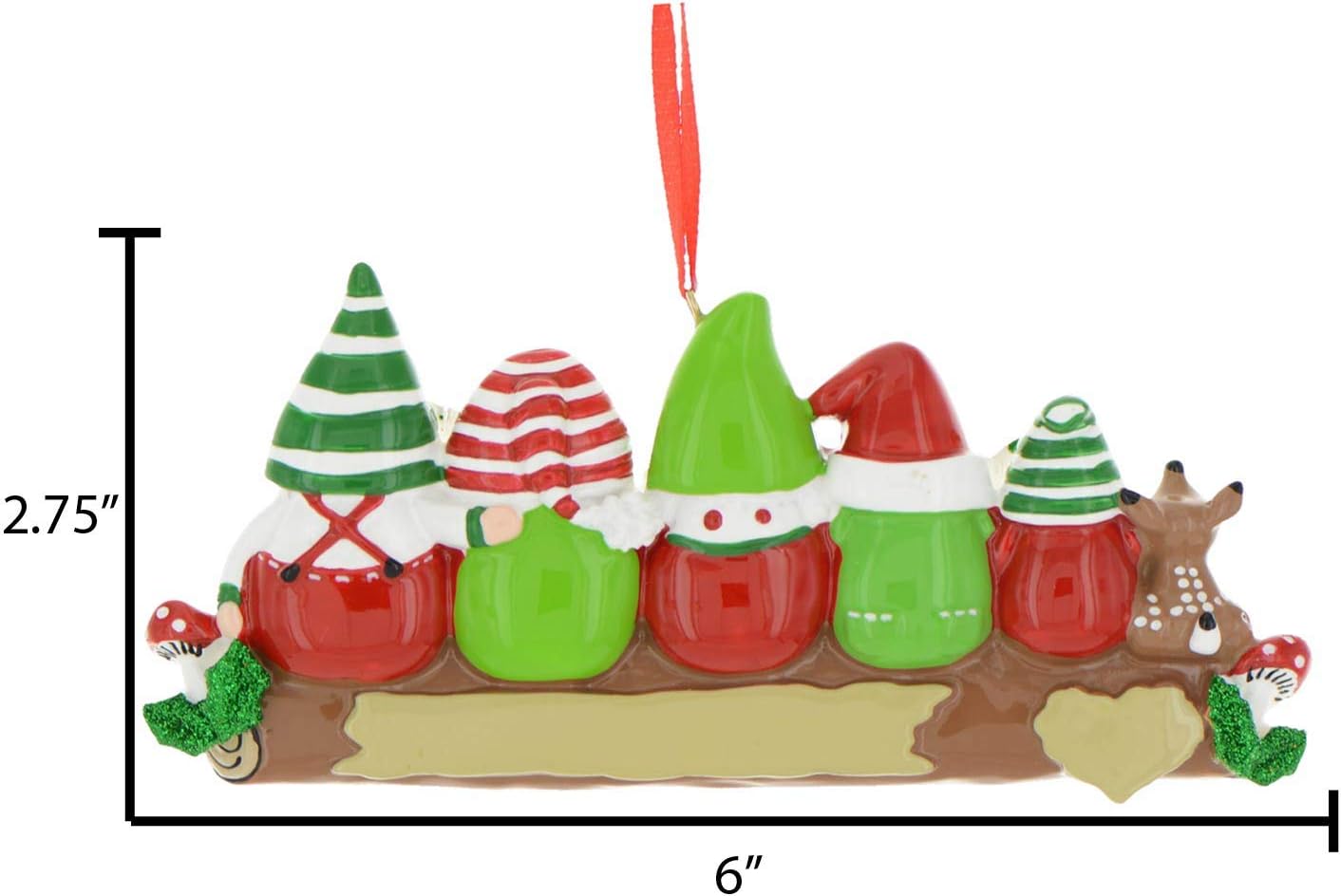 3D Gnome Family of 5 Christmas Ornament 2025 Personalized Family Christmas Ornaments 2025 | Gnomes Log Mushrooms, Deer Personalized Tree Ornaments Customizable Gifts Woodland Gnomes of Five Ornament