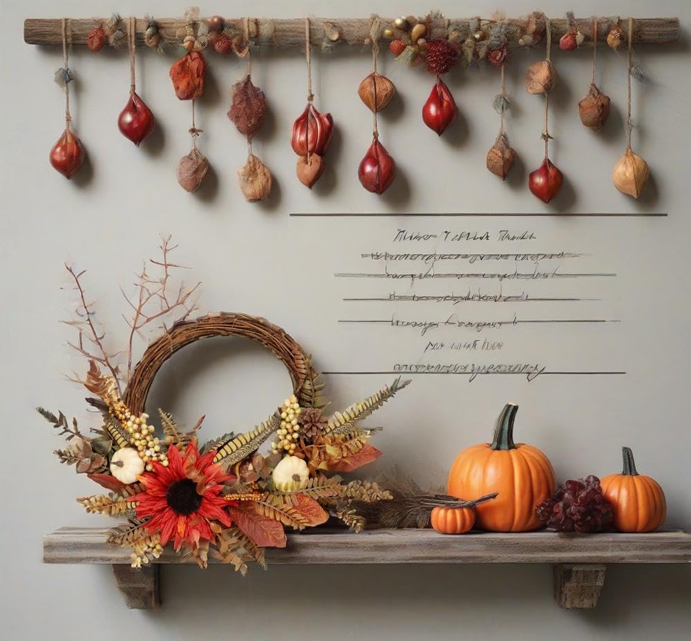 Fall Wreaths for Front Door, Autumn Wreath with Pumpkins, Berries and Leaves for Indoor Outdoor Porch Thanksgiving Farmhouse Harvest Halloween Home Décor (White Pumpkin)