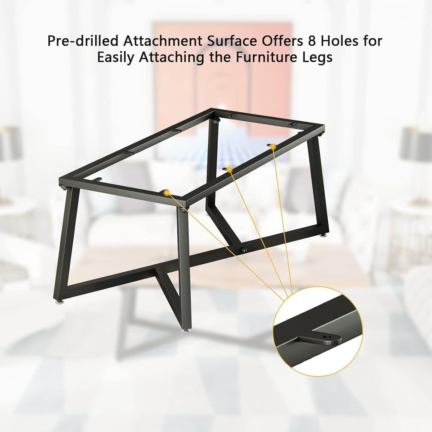 18 Inch Metal Coffee Table Legs, DIY Geometry Desk Base for Table Heavy Duty Furniture Legs for Office Modern Desks Night Stands, End Table, Bench, TV Stands, Etc