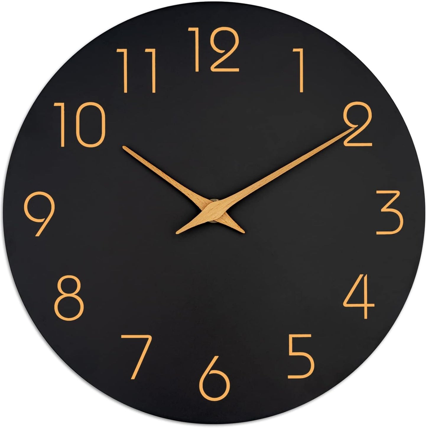 Mosewa Wall Clock 8 Inch Black Battery Operated Silent Non Ticking Simple Minimalist Rose Gold Numbers Decorative for Bedroom Living Room Kitchen Home Bathroom Office