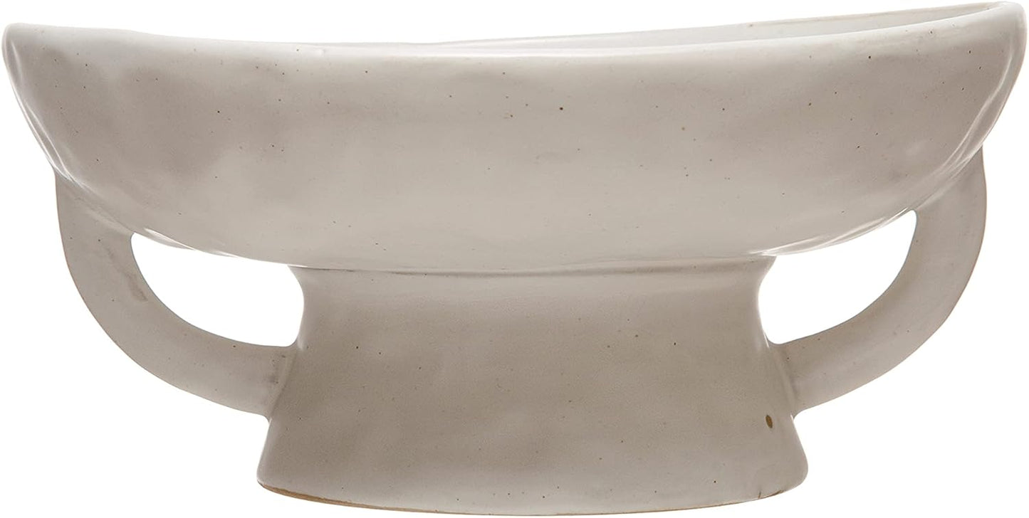 Creative Co-Op Stoneware Bowl w Reactive Glaze, White