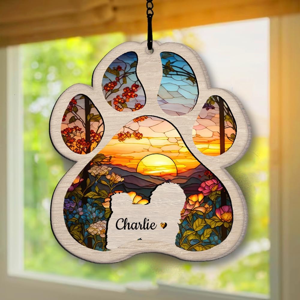 Personalized Coton de Tulear Suncatcher Dog Memorial Gifts, Custom Coton de Tulear Ornament Christmas Tree, Pet Remembrance Gift, Loss of Dog Sympathy Gift, Pets Memorial, Pet Loss Suncatcher