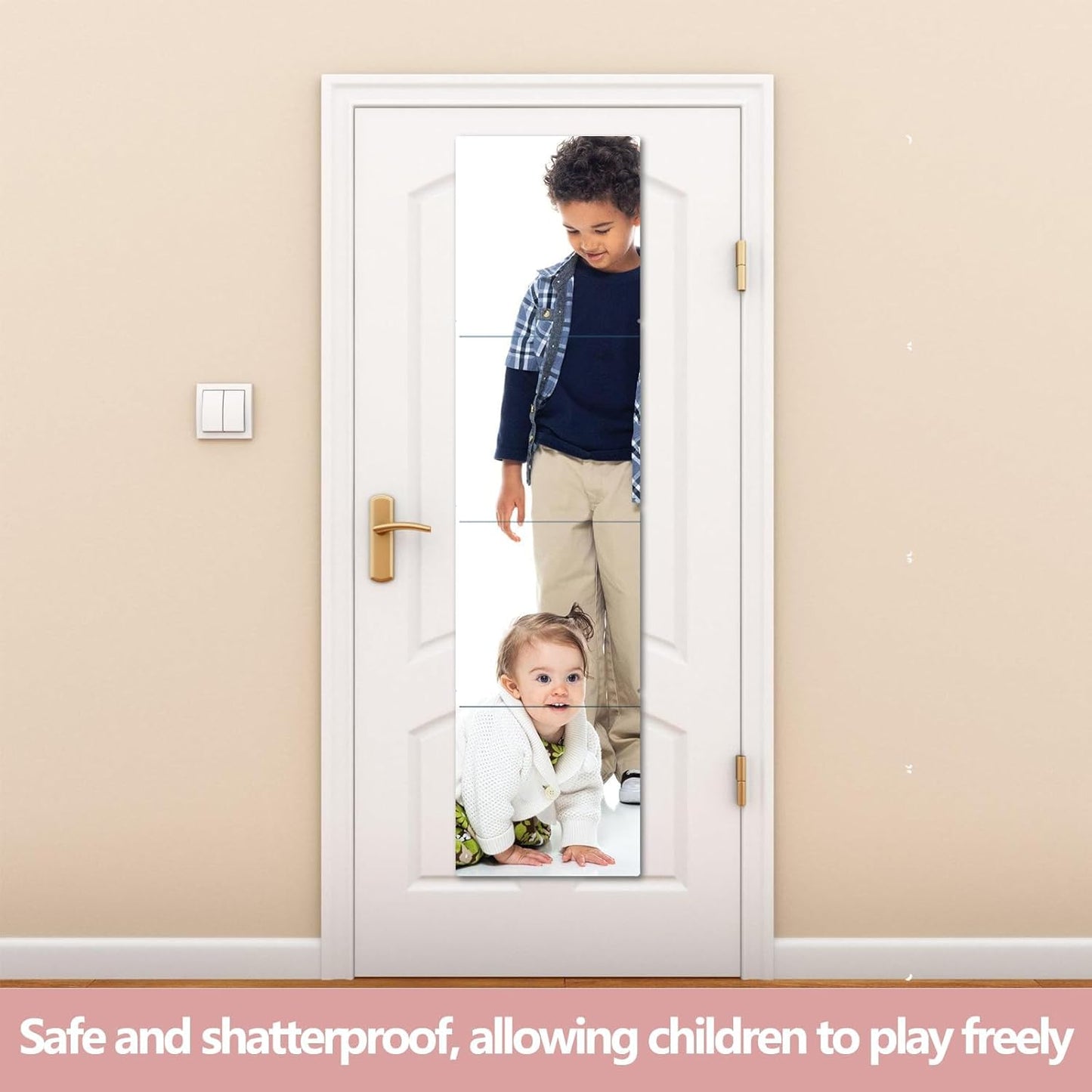 Unbreakable Full Length Wall Mirror,The Door Mirror,4Pack 13.5''x13.5'',Acrylic Mirror Kids,Shatterproof Plexiglass Long Mirrors for Bedroom Closet,Children Non Glass Stick on Mirrors