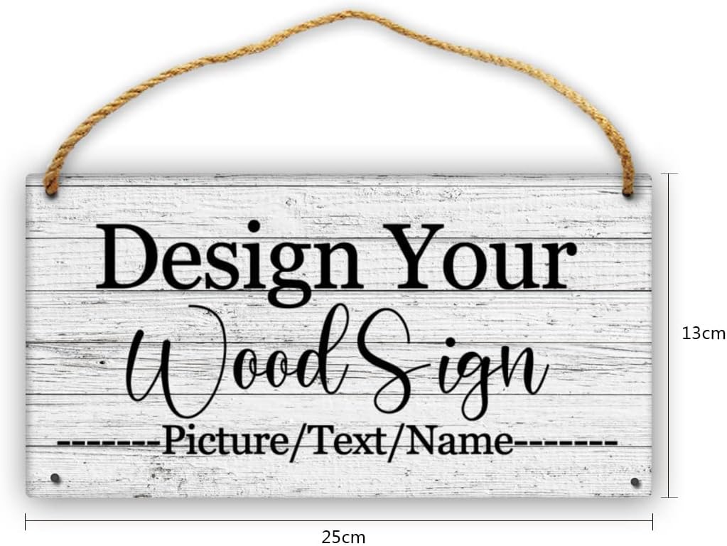 Custom Personalized Board Hanging Wood Sign, Design Your Welcome Sign, Customizable Wall Plaque, House Wood Sign for Garden Yard Home Farmhouse 9.8x5.1 inch