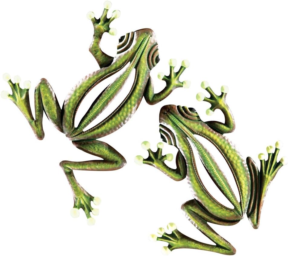 Collections Etc Glow in The Dark Hanging Frogs Wall Fence Tree Decor - Set of 2, Green