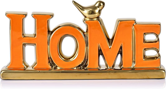 XMGZQ Love Sign Decoration,Orange and Gold Love Signs for Home Decor,Small Bird Sculpture Personalized Decor,Orange Style Figurine Decorative Ornaments for Living Room,Bedroom,Desktop,Cabinets