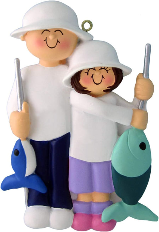 Personalized Family Christmas Ornament - Custom Father & Daughter Fishing Ornament for Christmas Tree