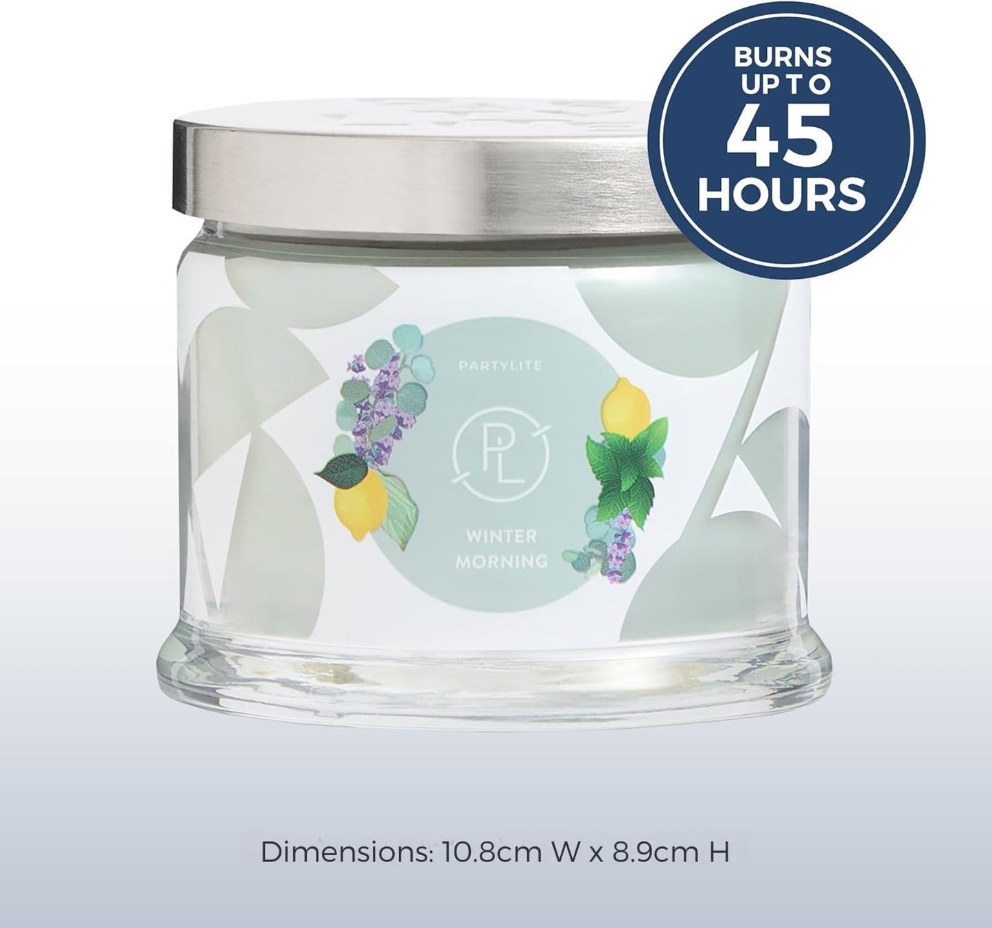 PartyLite 3-Wick Jar Candle, Highly Fragranced Clean Burning Glass Candle, 25-45 Hours Burn Time (Winter Morning)