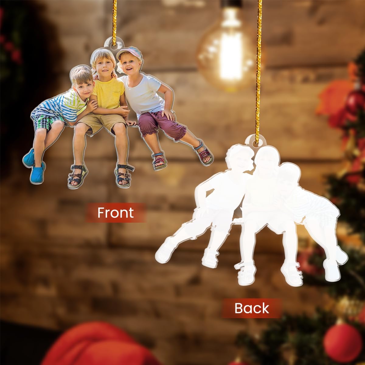 Personalized Baby Photo Ornament, Custom Ornament with Picture, Christmas Acrylic Ornament Gifts for Son Daughter, Sister Brother, Siblings, Boys Girls, Christmas Hanging Decor