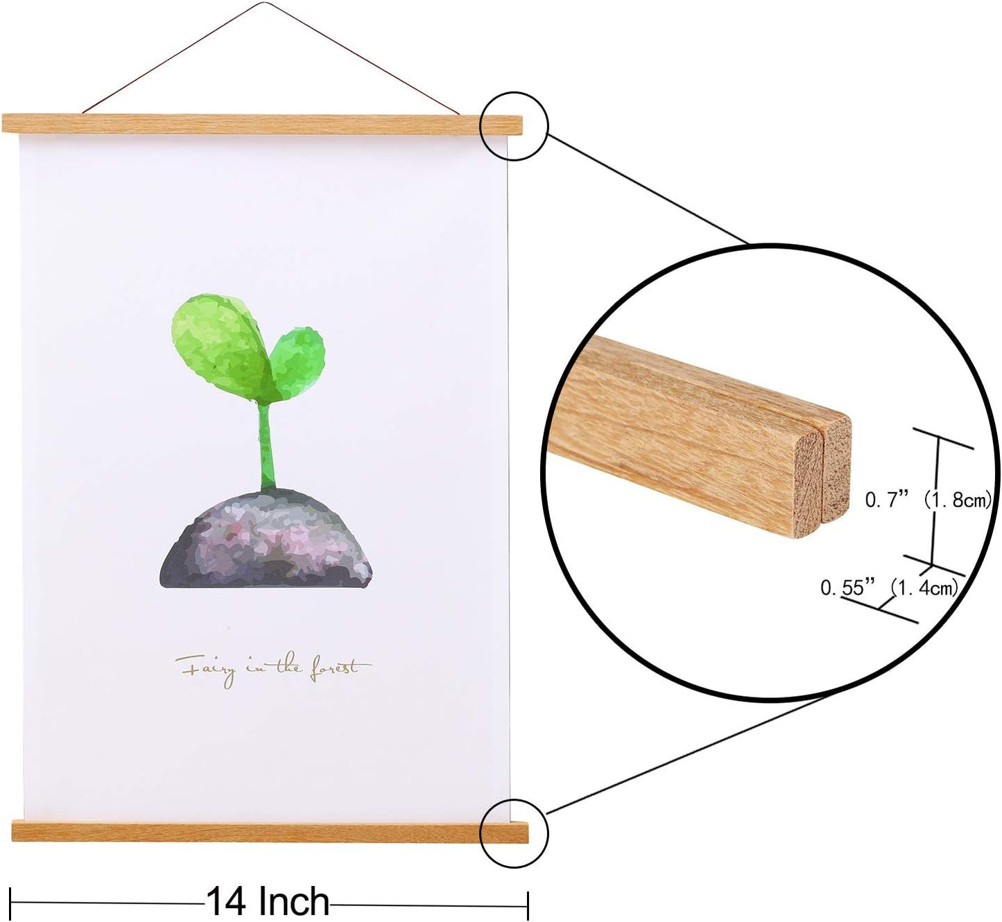 FALAMON Magnetic Poster Hanger Frame, 14x22 14x20 14x24 Teak Wood Magnet Poster Frame for Posters, Prints, Photos, Pictures, Maps, Scrolls, and Canvas Artwork