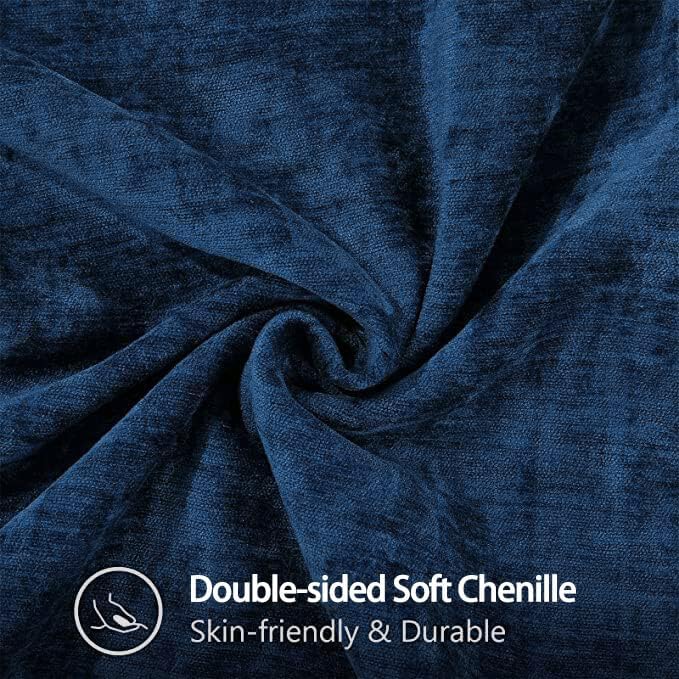 decorUhome Chenille Soft Throw Pillow Covers 20x20 Set of 2, Farmhouse Velvet Neutral Decorative Euro Pillow Covers with Stitched Edge for Couch Sofa Bed Home Decor, Poseidon