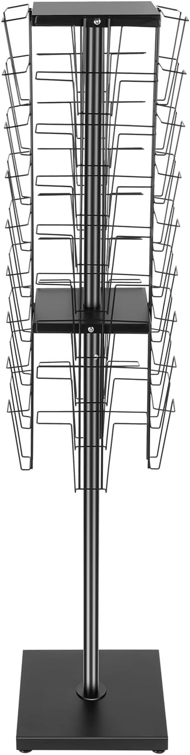 36 Pockets-360° Rotating Magazine Rack, Detachable Floor Standing Comic Books Brochure Display Stands, Pamphlet Literature Spinner Racks for Retail Store, Bookstore, Home