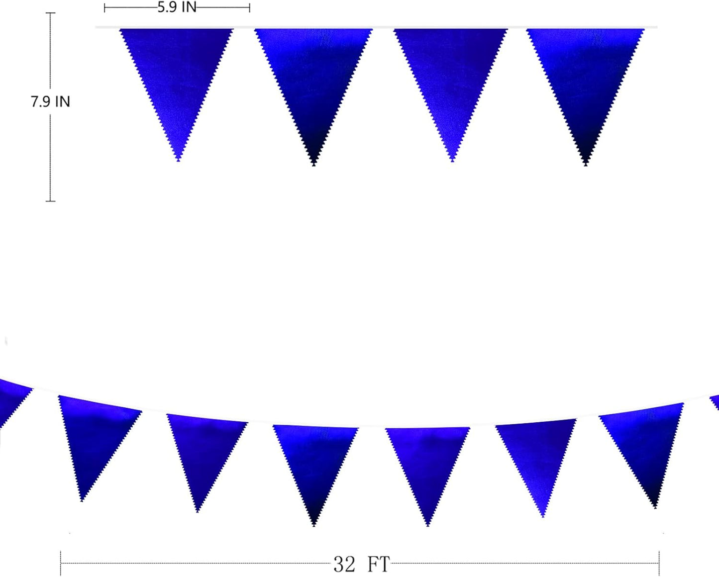 Royal Blue Party Decoration Navy Blue Triangle Pennant Banner Flag Dark Blue Metallic Fabric Bunting Garland for Graduation Wedding Retirement Bridal Shower Birthday Nautical Ahoy Achor Party Supplies