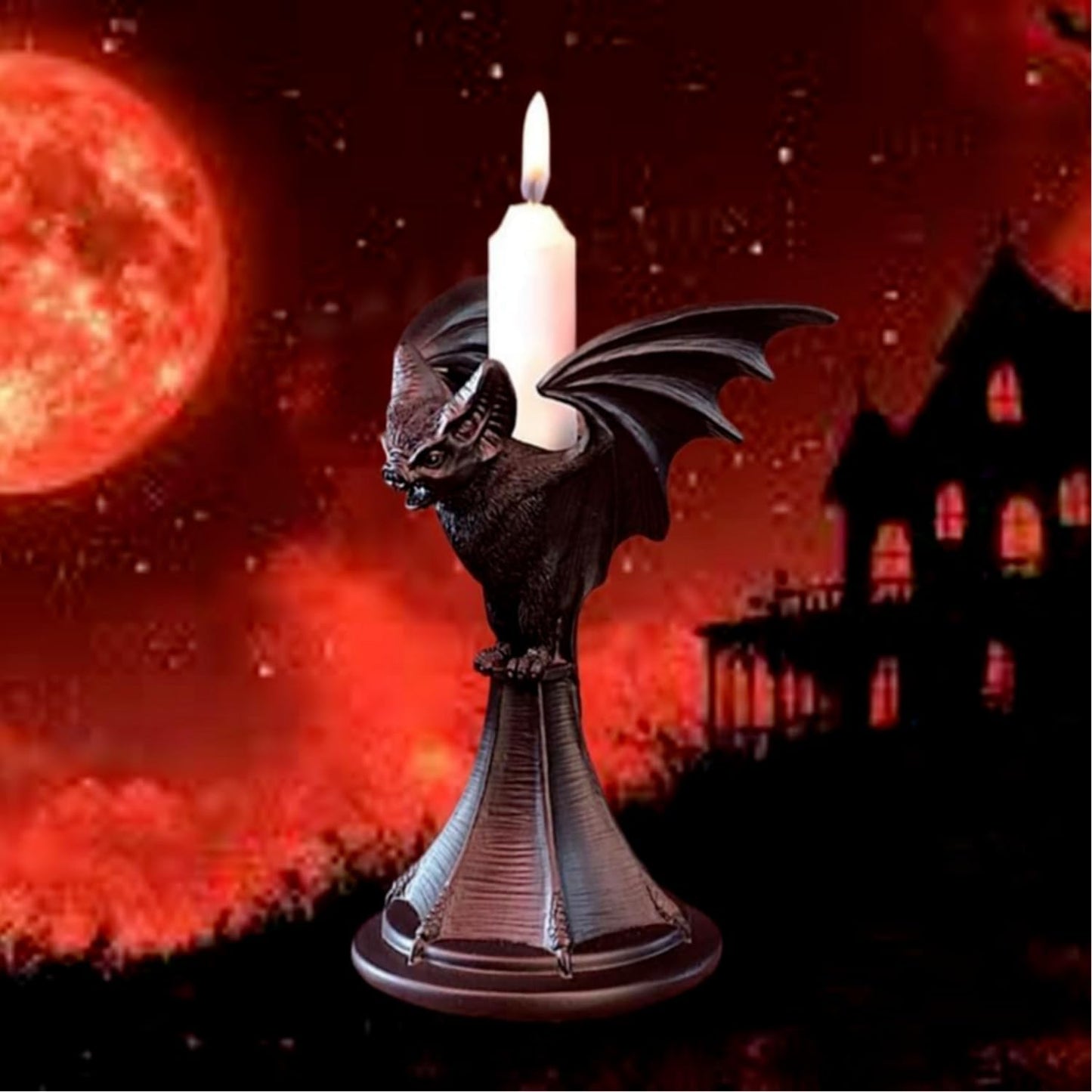 Gothic Candleholder Bat Candle Holder for Halloween, Resin Ornament, Home Desktop Decoration, Christmas Decor, Party Favors