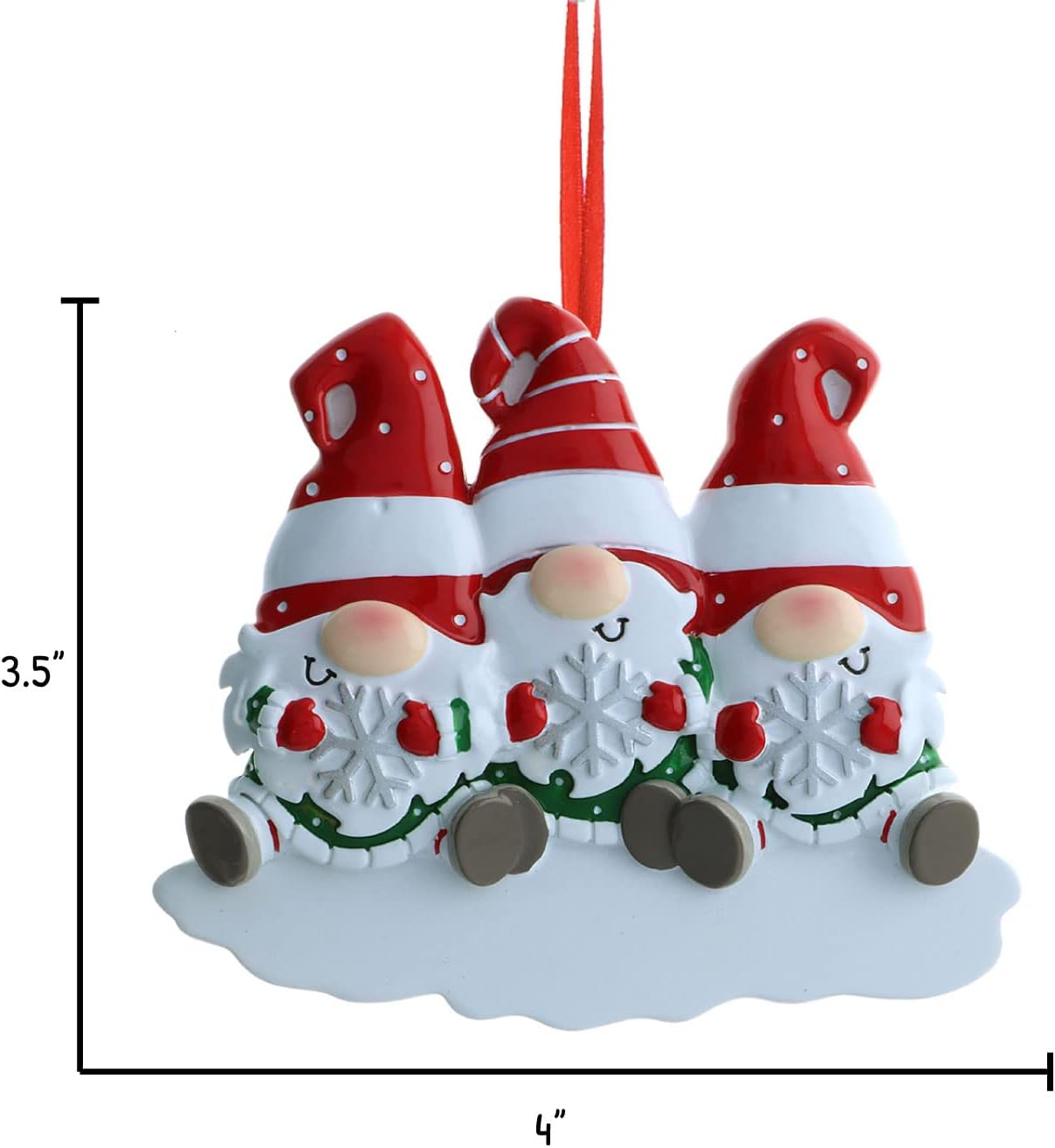 3D Gnome Family of 3 Christmas Ornament 2025 Personalized Family Christmas Ornaments 2025 | Snowflakes Personalized Tree Ornaments Customizable Gifts Holiday Santa Hat Gnomes of Three Ornament