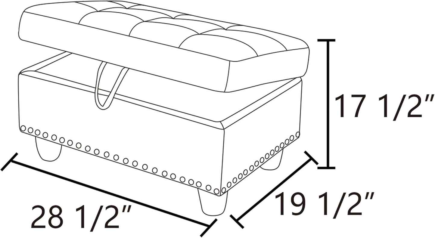 Ottoman Rectangular Storage Ottoman Bench, Faux Leather Footrest, Coffee Table, Stool Footstool with Hinged Lid for Living Room, Bedroom, Entryway, Ginger, 28.5"x19"x17.5"