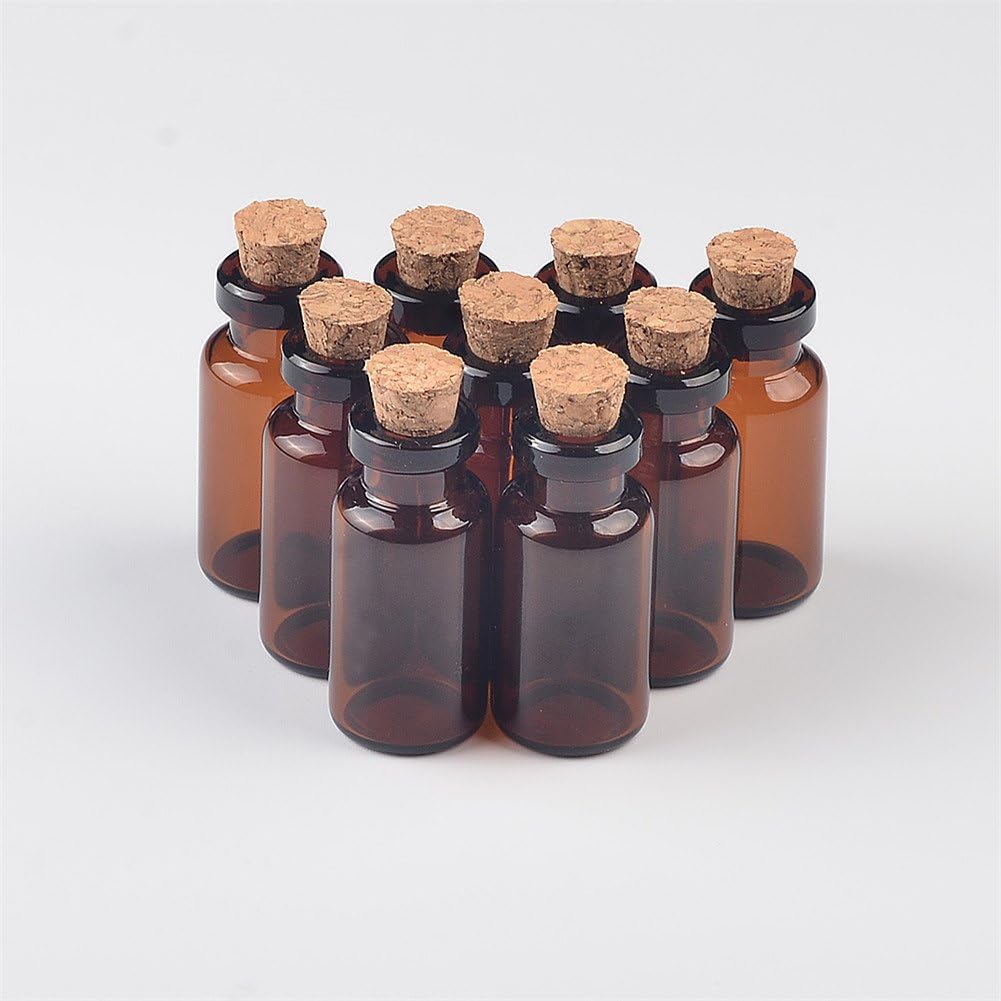 12units 2ml Glass Amber Vials with Cork Empty Small Brown Tiny Glass Jars Mini Glass Bottles Vials Jars (12, 2ML)