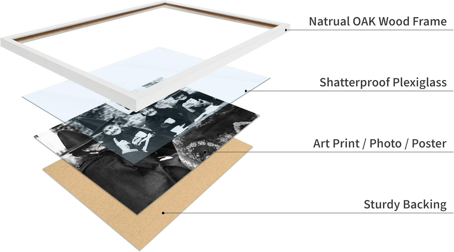 Poster Master Classic Photograph Poster - Vintage Halloween Print - Gift for Artist, Friend - Witches Tea Party, Old Women Smiling, Wearing Robes - Wall Decor for Living Room, 11x14 White Framed