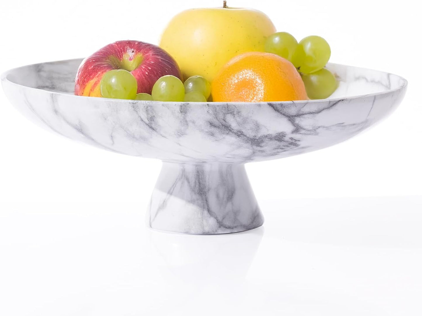 DN DECONATION White Resin Decorative Bowl for Modern Home Decor, 11.2" Large Pedestal Kitchen Fruit Bowl/Key Holder/Candy Dish/Potpourri for Entryway Table, Coffee Table, Dining Room,Table Centerpiece