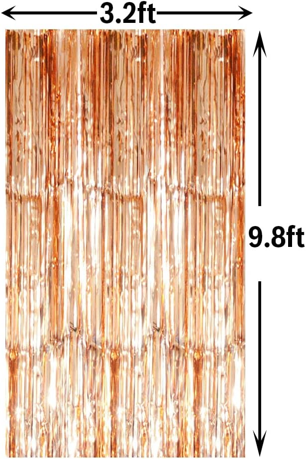 GOER 3.2 ft x 9.8 ft Metallic Tinsel Foil Fringe Curtains Party Photo Backdrop Party Streamers for Birthday,Graduation,New Year Eve Decorations Wedding Decor (Champagne Gold,1 Pack)