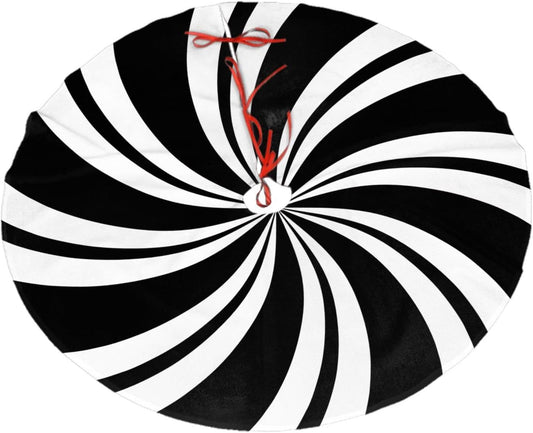 Christmas Tree Skirt,Mint Sugar Double Swirl Candy Black Xmas Tree Skirt Rustic Farmhouse Tree Skirt for Christmas Decor Xmas Holiday Home Party Decorations36