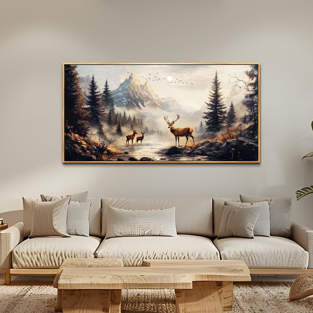 KELIYUAN Large Canva Wall Decor For Living Room Wood Framed Wall Art For Bedroom Office Murals Landscape Painting Of Elk Mountain Pictures Modern Restaurant Room Home Decorations Aesthetics 30"X60"