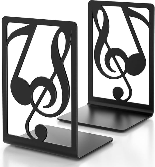 Metal Book Ends 1 Pair for Heavy Books & Shelves - Black Home Decorative Book Shelf Holder Gifts