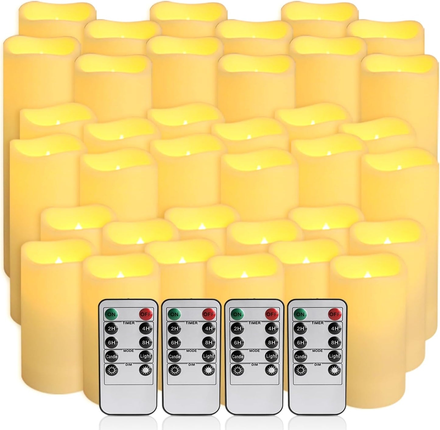 36-Pack Flickering Flameless Candles with Remote Control - LED Fake Candle Perfect for Wedding,Outdoor,Table,Halloween,Christmas Decor - Create a Magical Ambiance Effortlessly(Three Sizes)