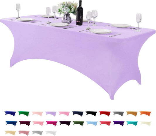 Spandex Table Cover for 8FT or 4ft or 6ft Table Universal Fitted Stretch Tablecloth for Party, Banquet, Wedding and Events-Lavender