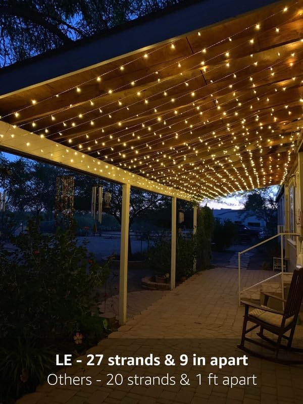 Lighting EVER 594 LED Curtain Lights, 20 x 10 ft Plug in Hanging Fairy String Lights, Wedding Party Backdrop Lights, Window Twinkle Lights for Wall, Patio, NOT Connectable (27 Strings, 9" Apart)