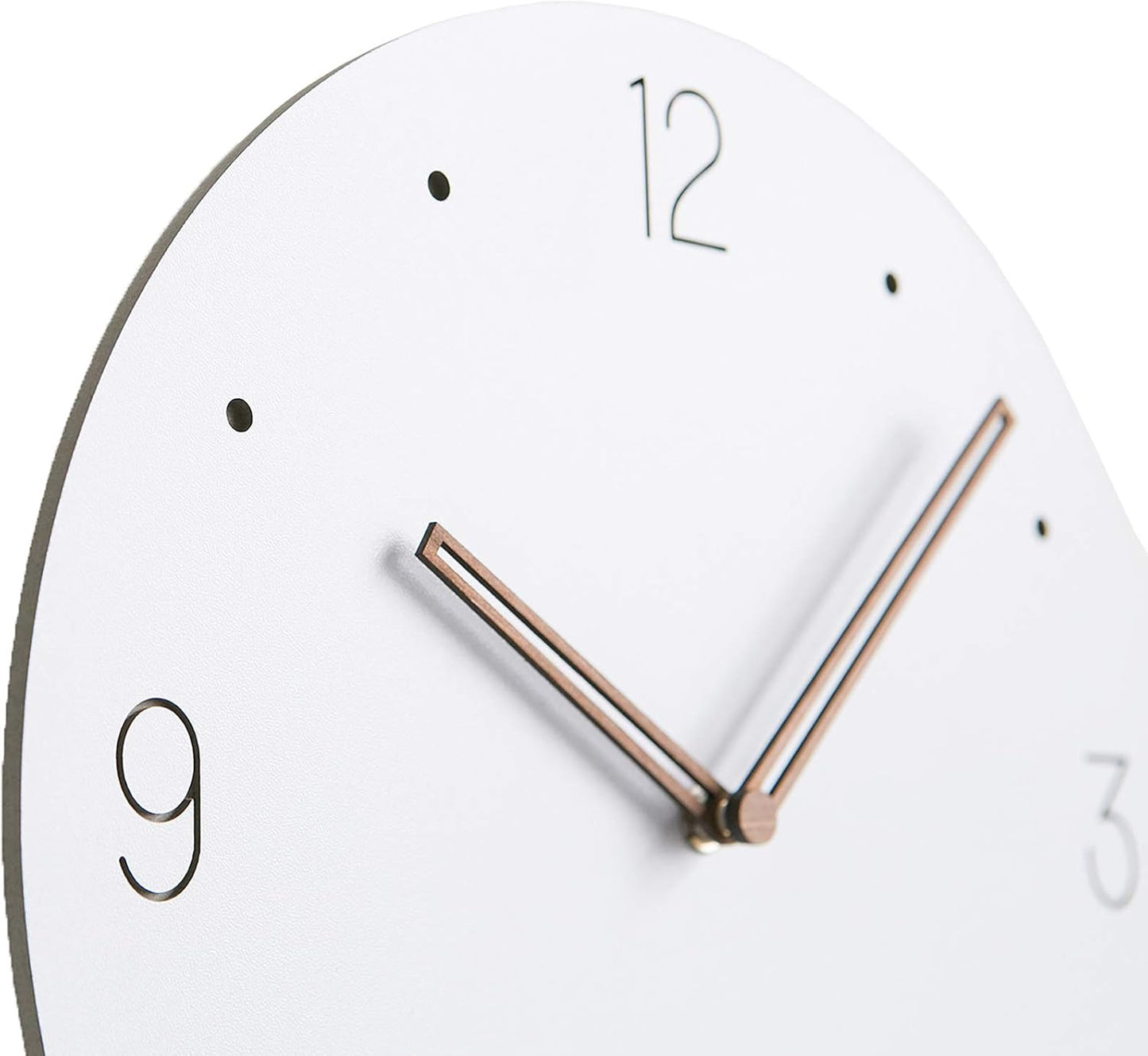 Stephanie Imports Modern Minimalist Wood on White Silent Wall Clock
