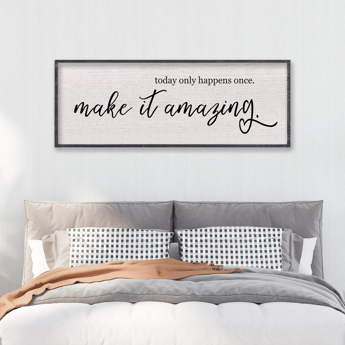 Today Only Happens Once Make It Amazing Wall Decor 40"X15" Quote Inspirational Motivational Sign Wood Frame Wall Art (Black)