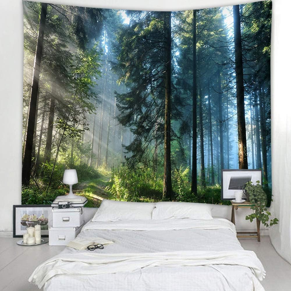 Llamazing Forest Tapestry Home Decor Landscape Living Room Bedroom Decoration Magic Tapestry Curtain (Morning Forest, 78''L×60''W)