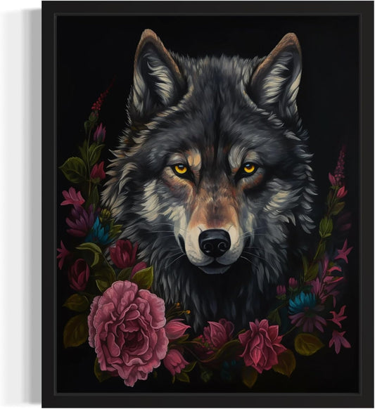 Vintage Wolf Poster Art Print, Halloween Scary Wall Art Academia Spooky Painting Decoration for Horror Prints, Gothic Posters Bedroom Decor 89 (Vintage Wolf, 16 x 20 inches, Unframed)