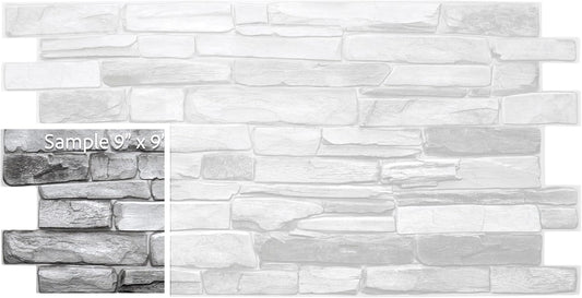 Dundee Deco Grey Faux Stone PVC 3D Wall Panel, 3.2 ft X 1.6 ft (98cm X 50cm), Interior Design Wall Paneling Decor, Sample 9 in X 9 in