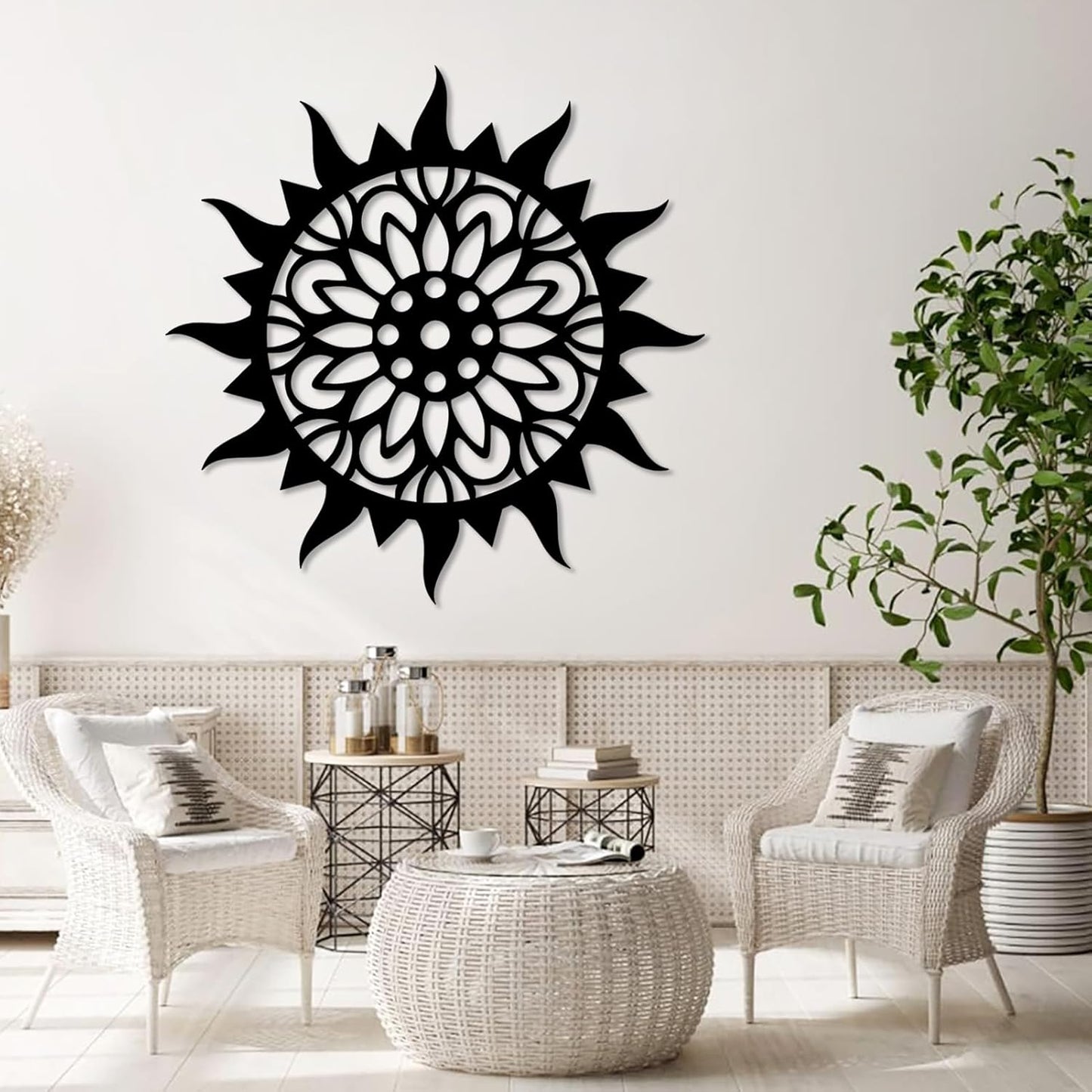 Sunburst Metal Wall Decor, Metal Sun Wall Decor, Metal Sun Flower Wall Art, Outdoor Metal Sun Wall Art, Sun Burst Wall Decor, Home Decor, Patio Decor, Wall Art for Living Room, Bedroom (Gold, 35"x35"|90x90cm)