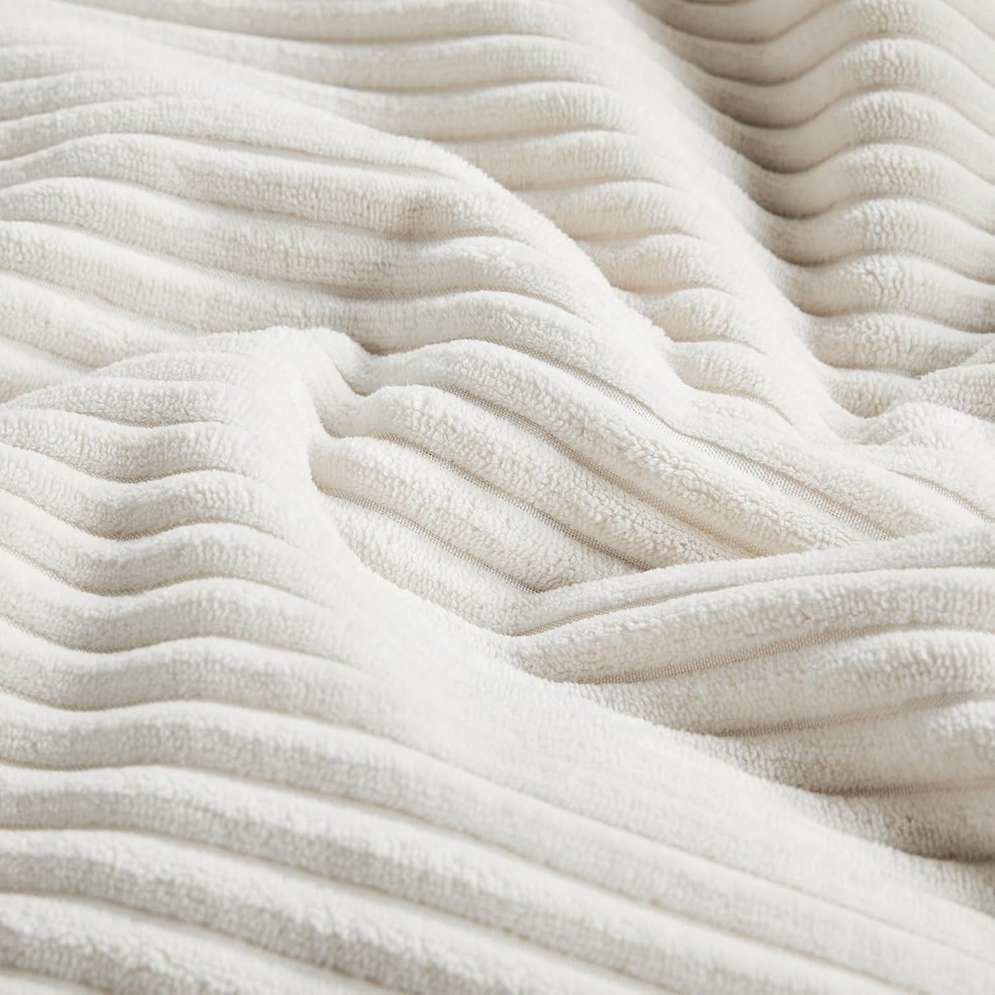 Fancy Homi 2 Packs Cream White Long Lumbar Decorative Throw Pillow Covers 12x24 Inch for Couch Bed Sofa, Rustic Farmhouse Boho Home Decor, Soft Striped Corduroy Rectangle Accent Cushion Case 30x60 cm