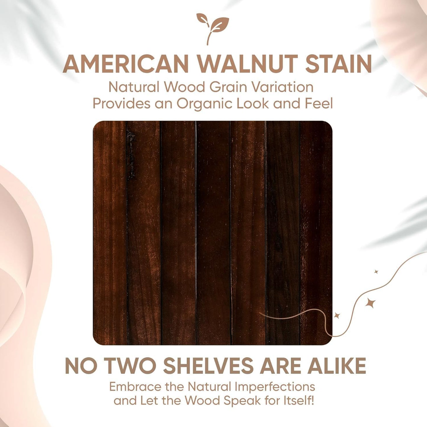 Homeforia Walnut 18 inch Floating Shelf, High End Solid Real Wood 18inch Floating Shelves for Wall Mounted, Dark Brown 18 inches Long Floating Shelves, Heavy Duty Bracket, 18 X 6.5 X 1.75 in, Set of 4