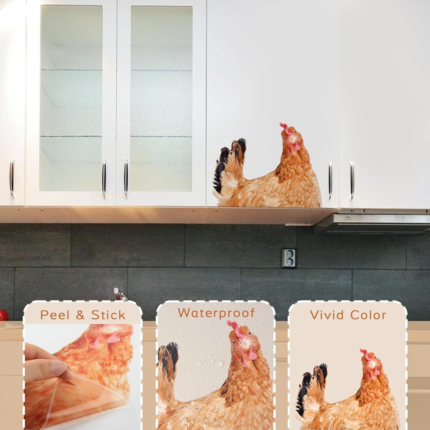 Chicken Lover Gifts Window Stickers, Cute Hens Wall Decals Peel and Stick, Funny Removable Vinyl Chicken Decoration for Farmhouse Kitchen Bedroom Door Refrigerator