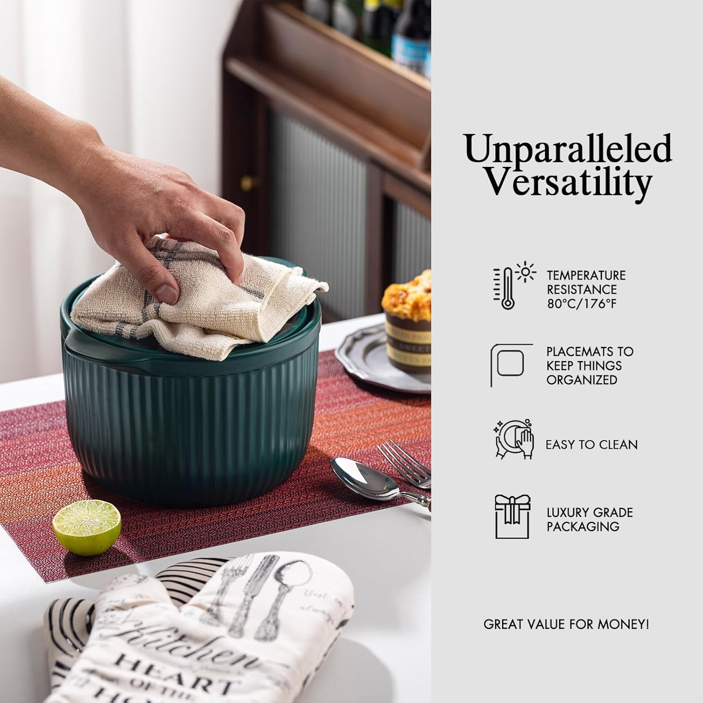 Placemats Set of 6 - Easy Clean Woven Vinyl Placemats for Dining Table, Indoor/Outdoor Place Mats, Washable PVC Table Mats（Pomegranate Parade）