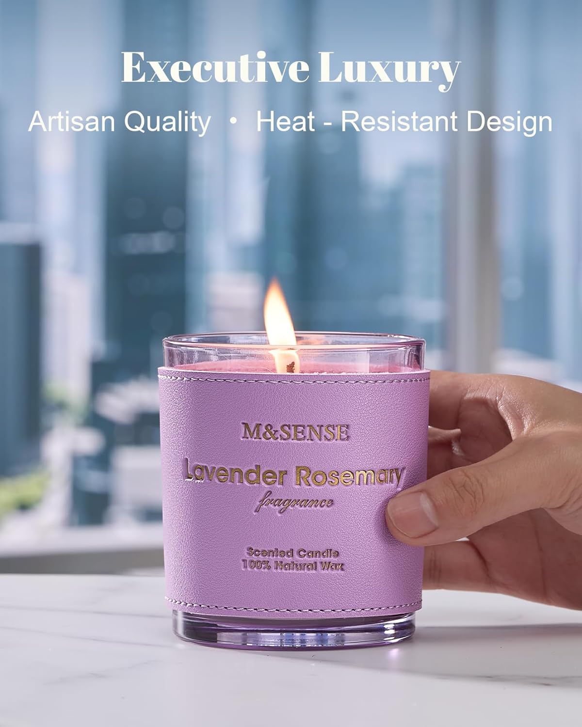 M&SENSE Lavender Rosemary Scented Candles, Vegan Soy Candles, Heavy Scented, 10oz 42-Hour Slow Burning Time, Toxic Free Winter Bathtub Aromatherapy Relaxing Spa, Fancy Gift for Home Decor