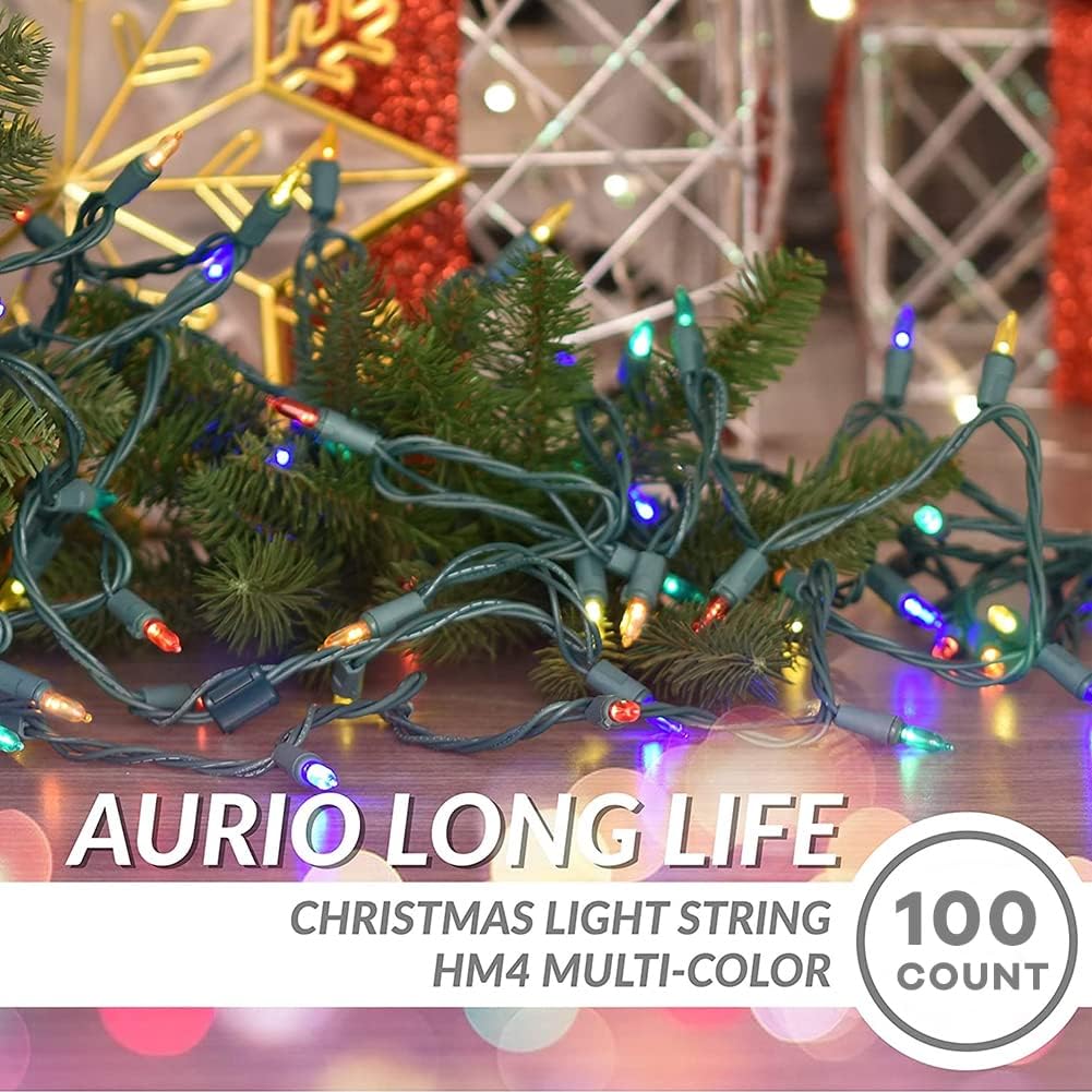 woohaha Multicolor Christmas Lights - 2 Pack 23Ft 100Count Incandescent Tree Lights with Green Wire, Plug-in Mini String Lights for Home, Party, Holiday, Indoor/Outdoor Decor