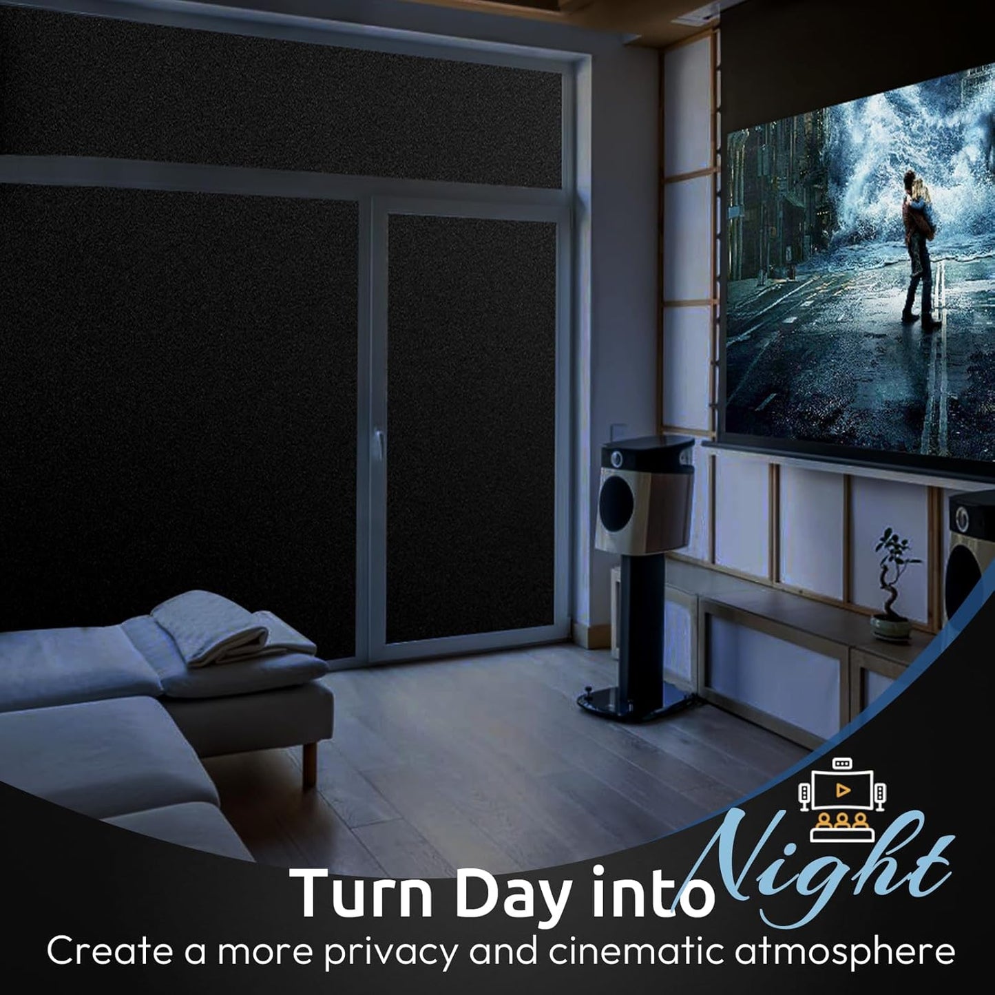 rabbitgoo Blackout Window Film, Sun Heat Blocking Privacy Cover for Glass, Removable Opaque Room Darkening Dark Black Out Window Covers Tint Shades for Home Day Sleep Light Blocker 29.5 x 157 Inches